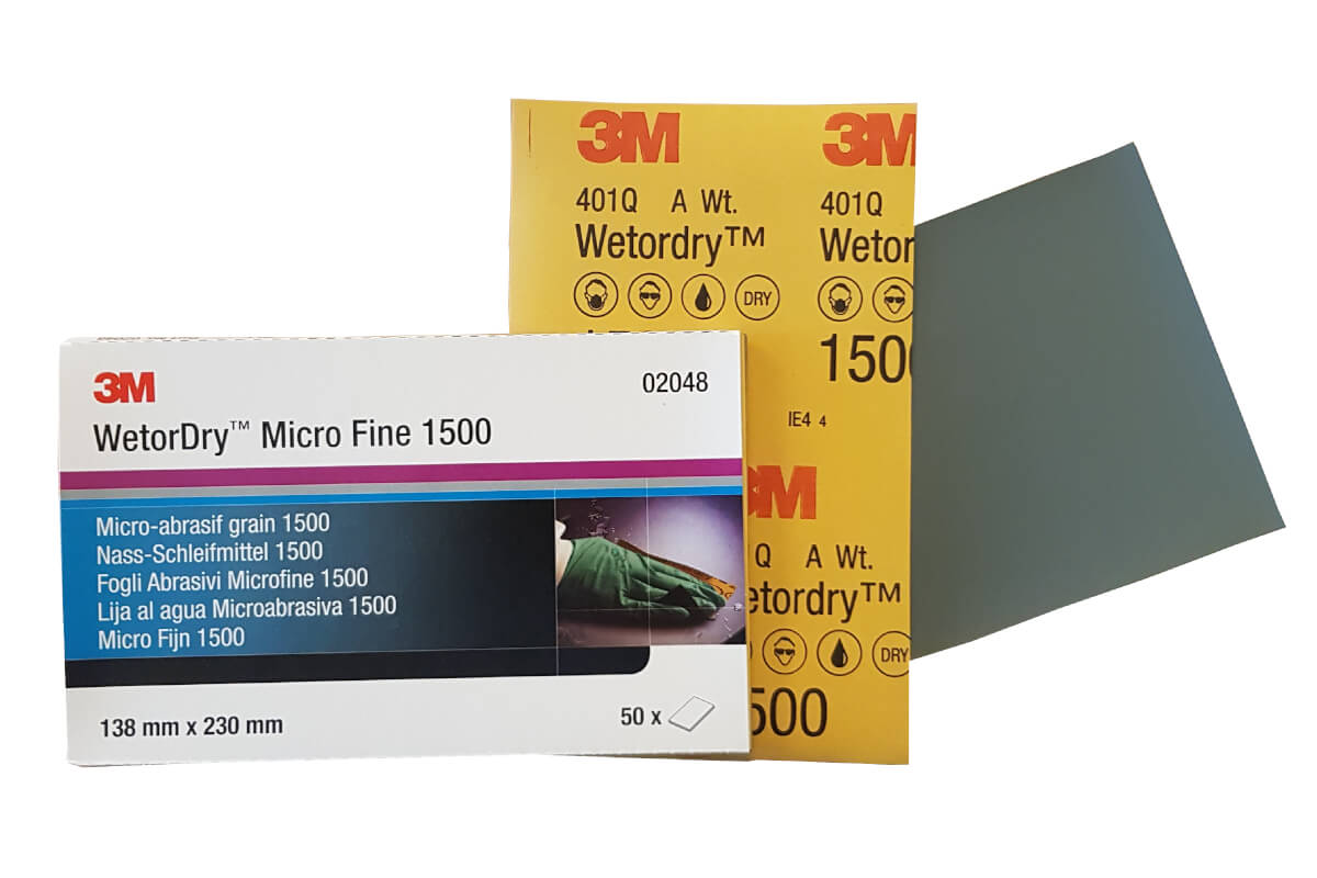 02048 10 x 3M Abrasive sheet wetordry P1500 138 x 230 mm Sandpaper Micro Fine 