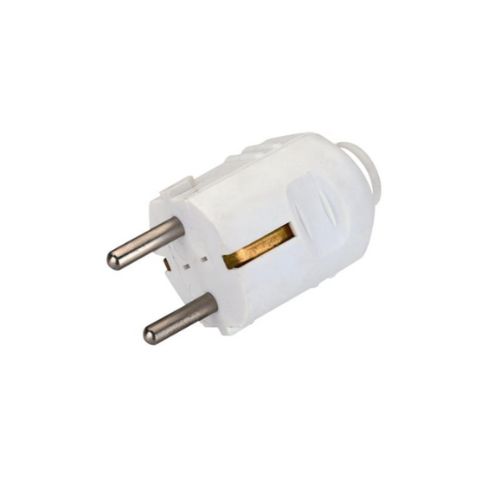 Plug With Schuko Ground - White