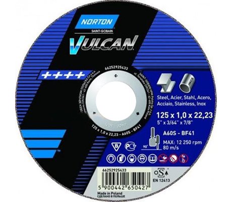 Vulcan Cutting Disc For Steel 125 X 1 X 22.23 Mm